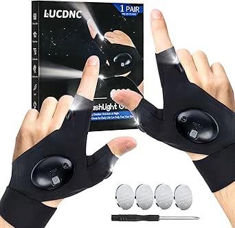 Amazon.com: lucdnc LED Flashlight Gloves Gifts for Men Christmas Gifts Stocking Stuffers for Adults Cool Gadget Hands-Free Lights Tools for Fishing Ca