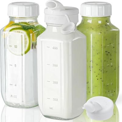 Amazon.com: Syntic Glass Juice Bottles with Lids, 3 Pack Clear Glass Water Bottles w 2 Pour Spouts, 16 Oz Reusable Milk Jug w 100% Airtight Cap and Sc