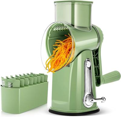 Amazon.com: SUSTEAS Rotary Cheese Grater with Handle - Vegetable Shredder with 5 Well-designed Blades & Strong Suction Base,Round Mandoline Slicer & F