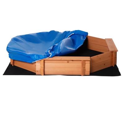 Outsunny Kids Outdoor Wooden Octagon Sandbox with Top Cover - Red 343-049RD | RONA
