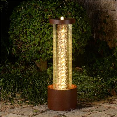 Hi-Line Gift Ltd. Metal Cascading Rain Water Fountain with Warm White LED Lights - Outdoor - Wayfair Canada