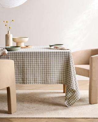 European Linen Tablecloth in Willowleaf Gingham