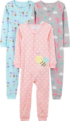 Amazon.com: Simple Joys by Carters Baby 3-pack Snug-fit Footless Cotton Pajamas, Ballerina/Moon/Bee, 24 Months : Clothing, Shoes & Jewelry