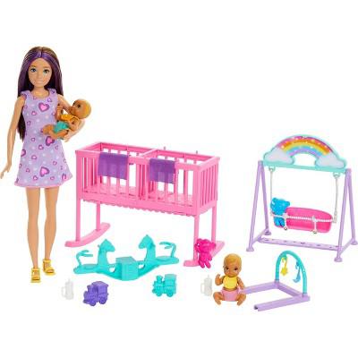 Barbie Skipper Babysitter Doll with Twin Nursery Playset & Accessories Set 17pc : Target