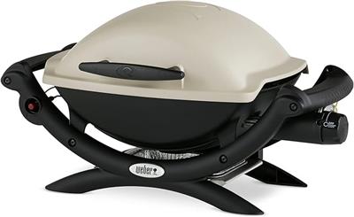 Weber Q1000 Gas Grill, 43 x 32cm Grill Area, Portable BBQ Grill, 1 Burner, 2-Piece Porcelain-Enamelled Cast Iron Grill Grate, Aluminum Cast Lid & Body