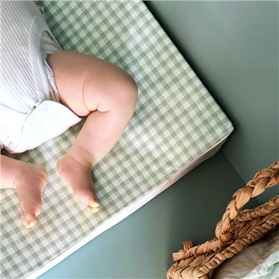 Mabel & Fox - Wedge Baby Changing Mat - Sage Gingham