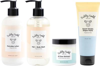 TUBBY TODD Baby Bath & Skincare Kit - The Baby Bundle - Shampoo and Body Wash, Everyday Lotion 8.5 Oz, All Over Ointment 3.5 Oz & Diaper Paste Cream 4