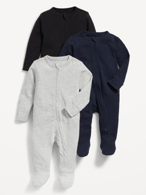 Unisex 3-Pack Sleep & Play 2-Way-Zip Footed One-Piece for Baby | Old Navy