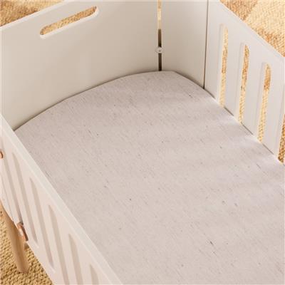 Frankie Flannelette - Oatmeal Marle Bassinet Fitted Sheet | Sheet Society