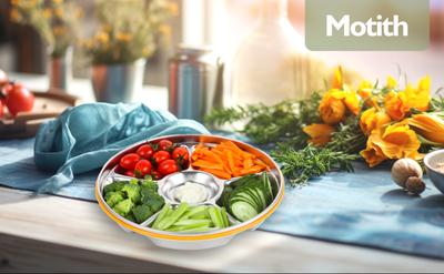 Amazon.com | Motith 6-Compartment Stainless Steel Serving Tray with Lid - 10-inch Divided Snack/Vegetable/Fruit Tray for Christmas Parties, Snackle Bo