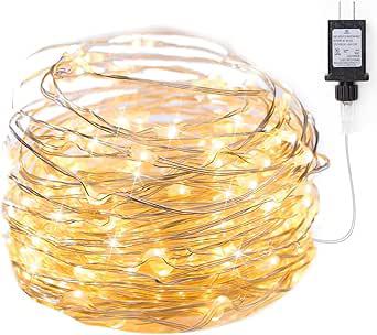 Amazon.com: Minetom Fairy Lights Plug in, 33Ft 100 LEDs Waterproof Silver Wire Firefly Lights, Adaptor Included, Starry String Lights for Wedding Indo