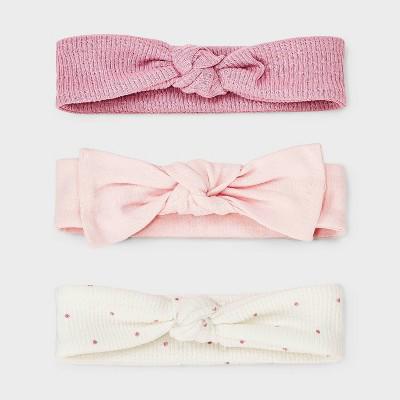 Baby Girls 3pk Bow Headwrap - Cloud Island™ Mauve/Pink/Off-White 0-6M : Target