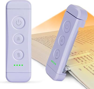 Glocusent USB Rechargeable Book Light, Portable Clip-on LED Reading Light, Reading Lights for Books in Bed with 3 Amber Colors & 5 Brightness Dimmable