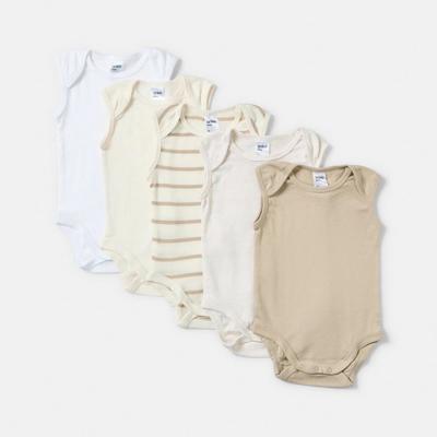 5 Pack Cotton Sleeveless Bodysuits - Kmart