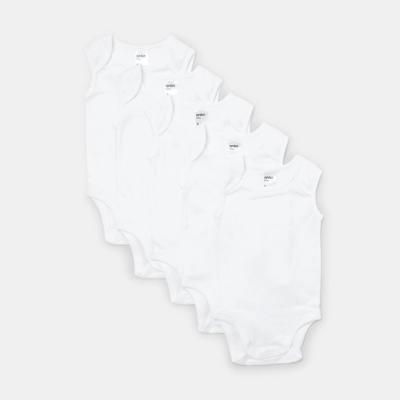 5 Pack Cotton Sleeveless Bodysuits - Kmart