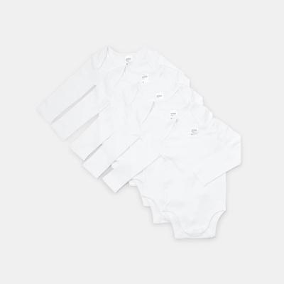 5 Pack Cotton Long Sleeve Bodysuits - Kmart