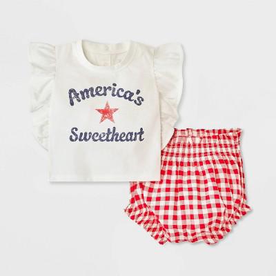 Grayson Mini Baby Girls 4th of July Ruffle Top & Bloomer Set - Off-White 0-3M : Target