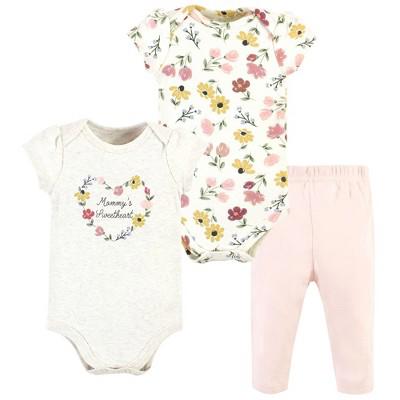 Hudson Baby Infant Girl Cotton Bodysuit and Pant Set, Soft Painted Floral Short-Sleeve, 0-3 Months : Target