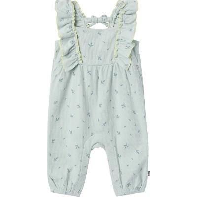 Modern Moments™ by Gerber Baby Girls Ruffles Long Leg Romper, Sky Leaves, 0-3 Months : Target