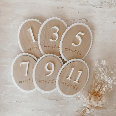 Etched Wooden Milestone Set (14pcs, 10cm) – Blossom and Pear