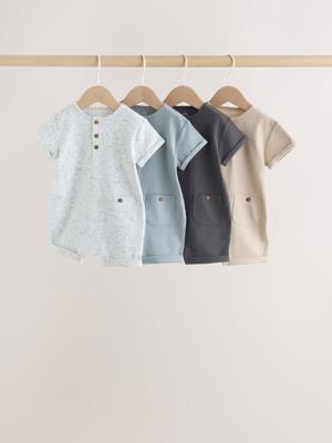 Buy Grey Grandad Button Neck Baby Rompers 4 Pack from Next Canada