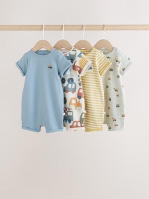 Buy Blue Transport Printed Cotton RIch Baby Rompers 4 Pack from Next Canada