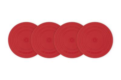 Le Creuset Silicone Set of 4 Coasters Lid Design 10cm Cerise