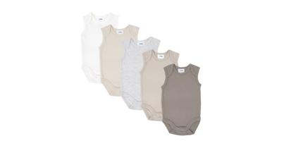 4baby Sleeveless Bodysuit 5 Pack Natural Multi | Baby Bunting AU