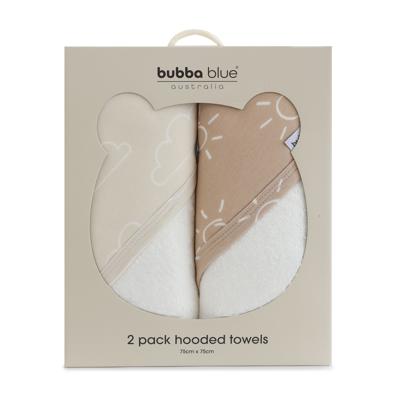 Bubba Blue Nordic Hooded Towel 2 Pack Sand/Nutmeg | Baby Bunting AU