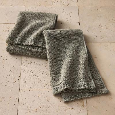 2pk Organic Texture Hand Towel Olive - Casaluna™ : Target