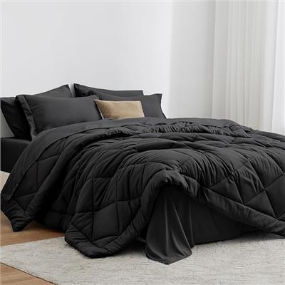Amazon.com: Loves cabin King Size Comforter Set Black, 7 Pieces King Bed in a Bag, All Season Bedding Sets with 1 Comforter, 1 Flat Sheet, 1 Fitted S