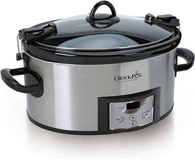 Amazon.com: Crock-Pot 6 Quart Cook & Carry Programmable Slow Cooker with Digital Timer Stainless Steel (CPSCVC60LL-S) pack of 1: Home & Kitchen