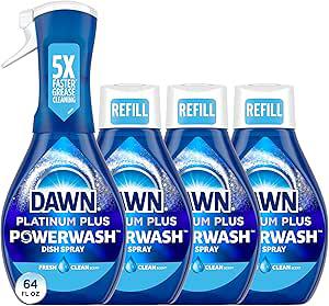 Amazon.com: Dawn Platinum Powerwash Dish Spray, Dish Soap Liquid, Fresh Scent Bundle, 1 Spray + 3 Refills, 16oz Each (Pack of 4) : Health & Household