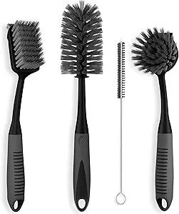 Amazon.com: Dish Brush Set of 4 - Kitchen Scrub Brushes with Non-Slip Long Handle for Cleaning, Scrubber, Dishwashing, Dishes, Bottles, Straws, Cups,
