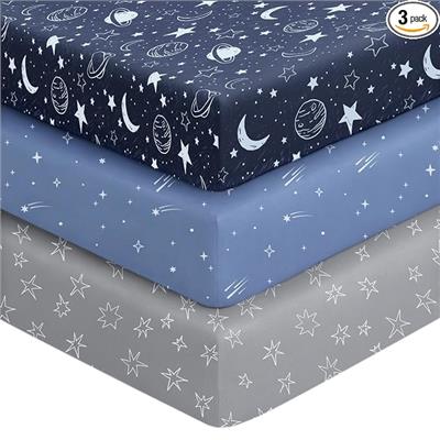 Amazon.com : Unnivoll Baby Crib Sheets for Boys Girls, 28x52x8in Fitted Crib Sheet Neutral 3 Pack for Standard Crib and Toddler Mattress, Breathable S