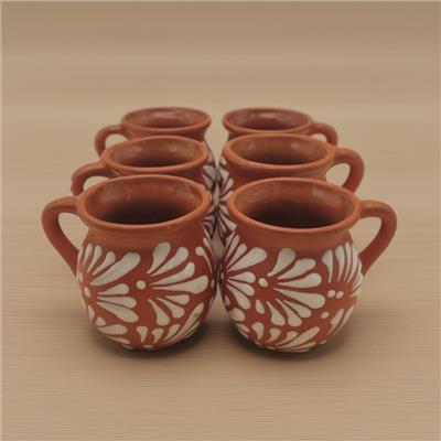 Set of 6 Mexican Clay Jarrito Mugs | Handmade Brown Pottery Cup - Etsy