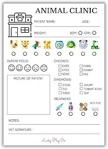 Amazon.com: Veterinarian Play Notepad for Kids – Pretend Vet Animal Clinic Imaginative Role-Play Playtime Pad – Large 5x7” Notepad, 50 Pages, Made in