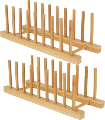 Amazon.com - Jninexiu Bamboo Wooden Dish Racks for Kitchen Counter, Plate Organizer for Cabinet Stand Drainer Storage Holder Organizer for Dish, Pots,