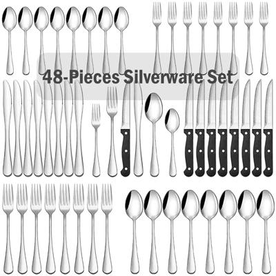 Kosbon 48-Piece Silverware Set for 8, Stainless Steel Flatware, Dishwasher Safe, Mirror Polished - Walmart.com