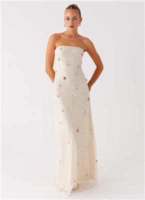 Orelli Shell Sequin Knit Maxi Dress - Ivory – Peppermayo US