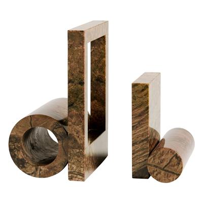 Woud Booknd bookend, 2 pcs, brown marble | Finnish Design Shop