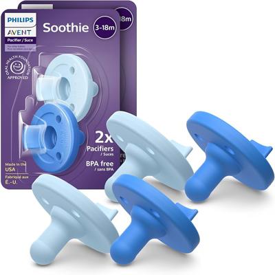 Amazon.com : Philips Avent Soothie Baby Pacifiers - 100% Silicone Pacifiers for Babies 3-18 Months, One-Piece Design, BPA-Free, Extra Durable, Sky Blu