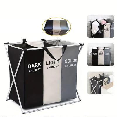 Eimolife Portable Foldable Laundry Hamper, 135L, 3 Section Clothes Divider, Waterproof Storage, 23.6x22.8x16.1 - Walmart.com