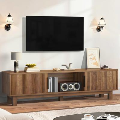 Amazon.com: DWVO Fluted TV Stands for Living Room, Entertainment Center for TVs up to 65 Inch, Mid Century Modern Media Console with Power Outlets & S