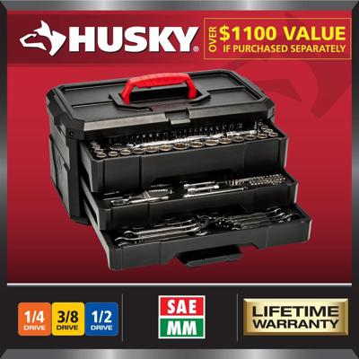Husky 300-Piece SAE/Metric Mechanics Tool Set with Tool Box H300MTS - The Home Depot