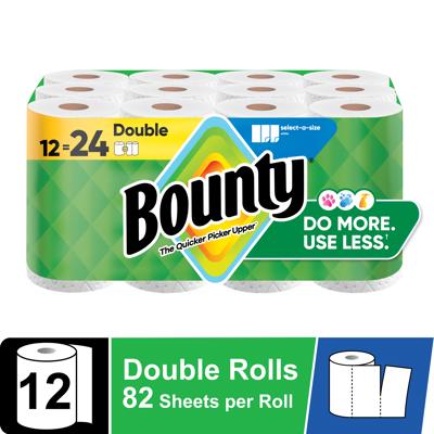 Free Shipping! Bounty Paper Towels Select-A-Size White 12 Double Rolls 82 Sheets per Roll - Walmart.com
