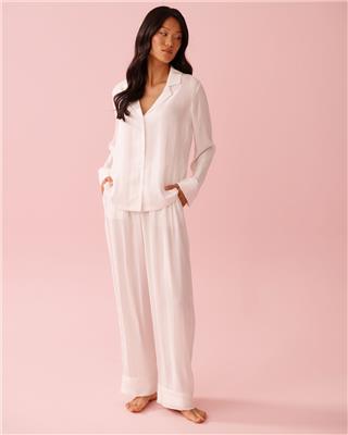 Striped Long Sleeve Satin Pajama Set | la Vie en Rose
