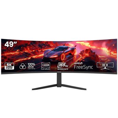 Suevery 49 Curved 165Hz Ultra-Wide Gaming Monitor, DQHD 5120×1440, 1500R, Built-in Speakers, FreeSync, HDMI & DP, Wall Mount Install–Black - Walmart.c