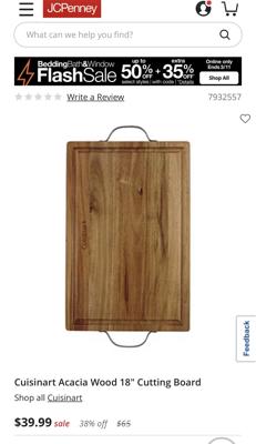 Cuisinart Acacia Wood 18 Cutting Board, Color: Brown Acacia - JCPenney