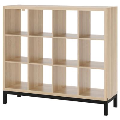KALLAX shelving unit with underframe, white stained oak effect/black, 147x129 cm (577/8x503/4) - IKEA CA
